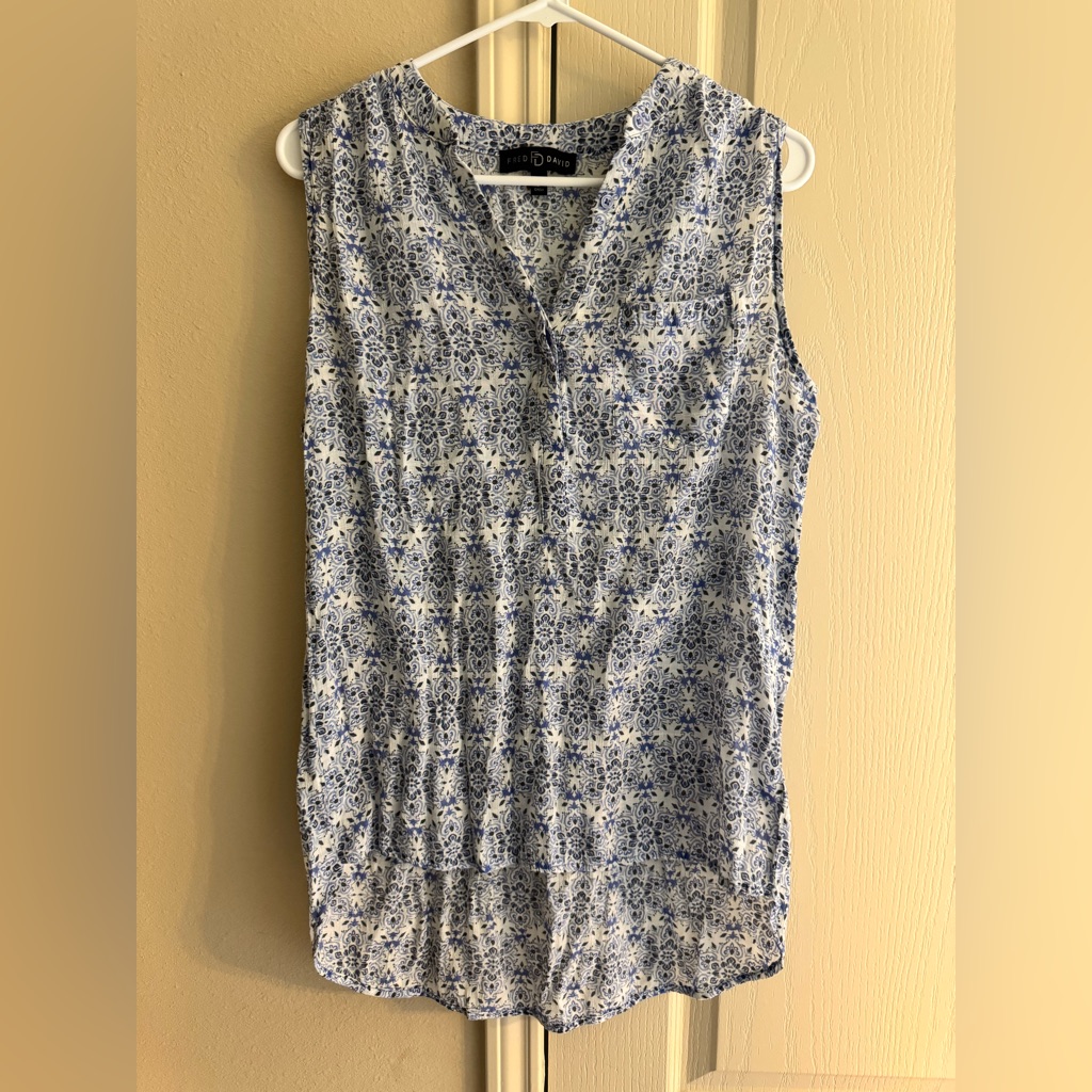Fred David Floral Blue And White Blouse